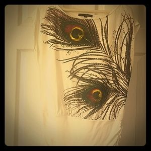 Heartsoul size medium peacock print shirt